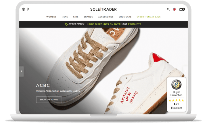 soletrader homepage with Trustbadge