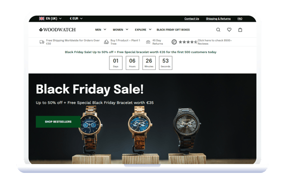 screenshot of WoodWatch homepage